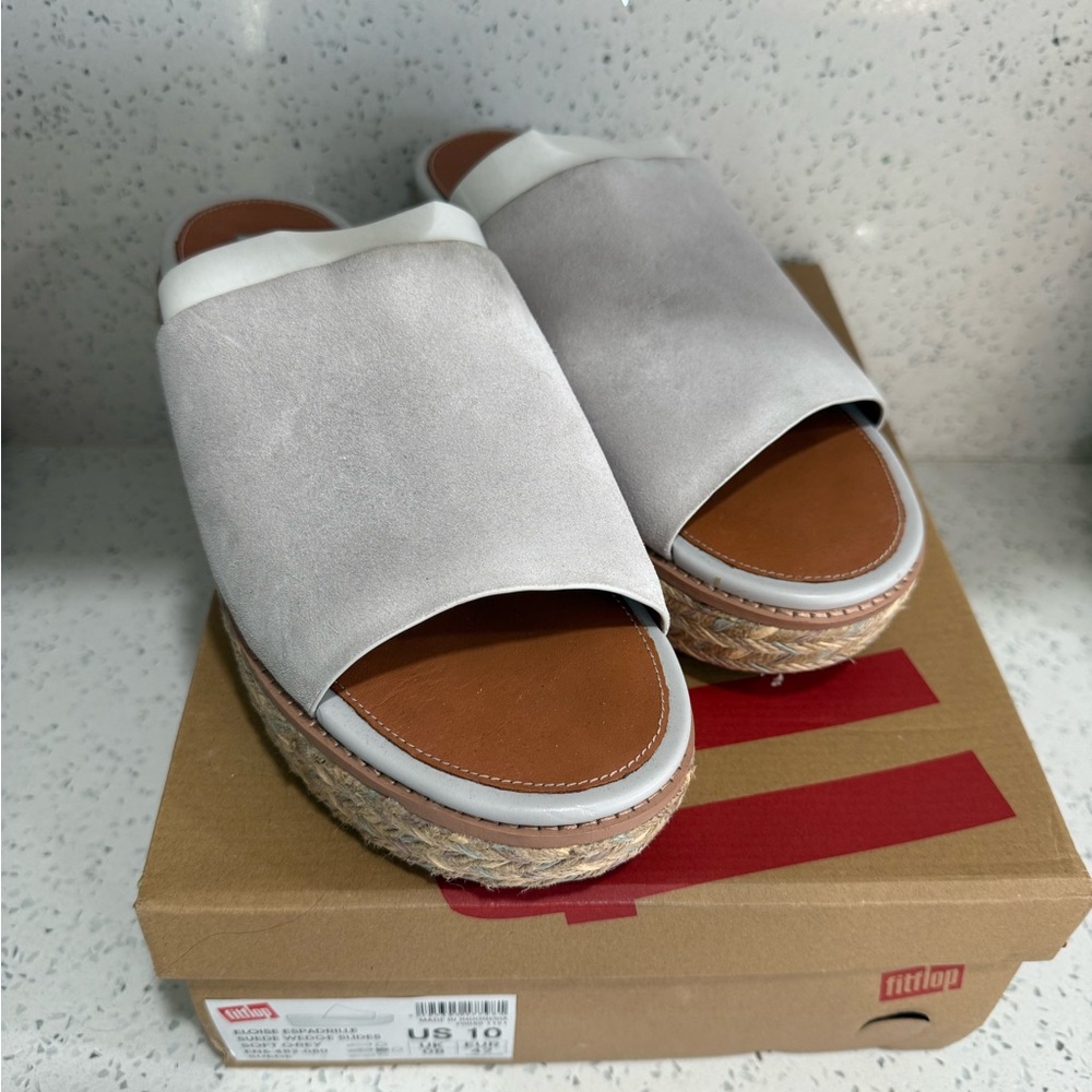 Fitflop Light Gray and White Espadrille Sandals